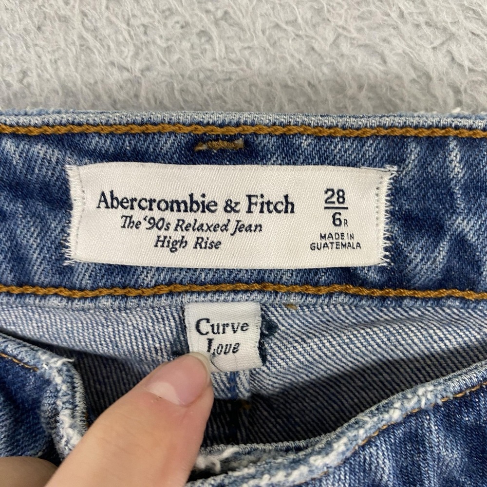 Abercrombie 90s Relaxed Jeans Womens 28 High Rise Curve Love Blue Stretch Denim - Picture 5 of 14